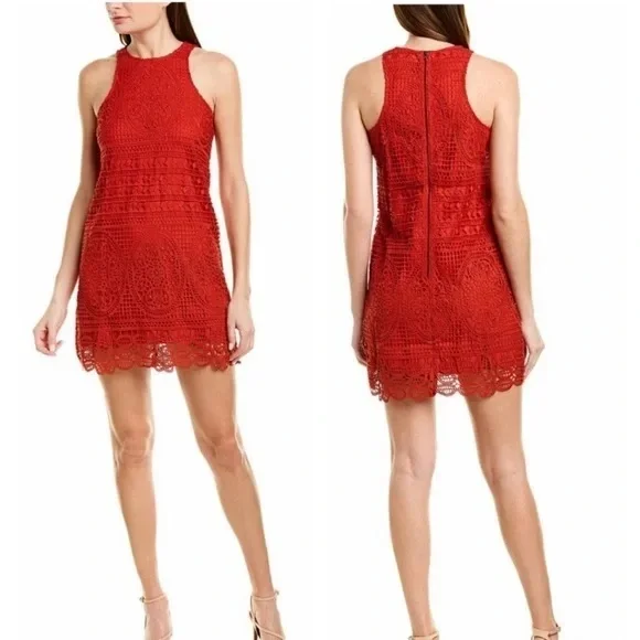Lovers and Friends Caspian Red Lace Shift Dress - Picture 1 of 11